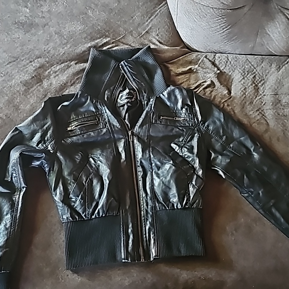 faux leather bomber jacket